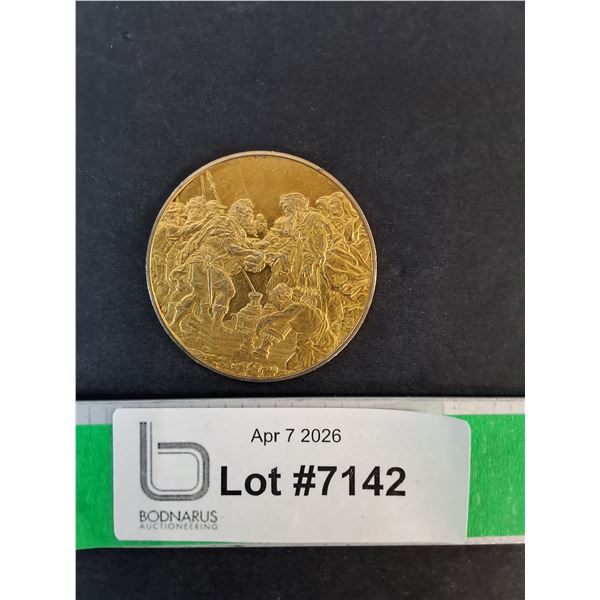 24K Gold Plated Sterling Silver Medal- The Meeting of Abraham & Melchizedek- Cannot Authenticate