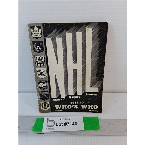 1939-40 NHL Who's Who Guidebook