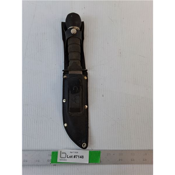 11.5" Knife with Sheath & Compass, Blade Appears Loose