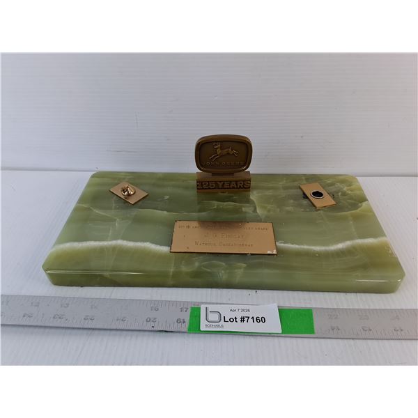 John Deere Commemorative Marble Pen Desk Set 12.75" x 6.5"