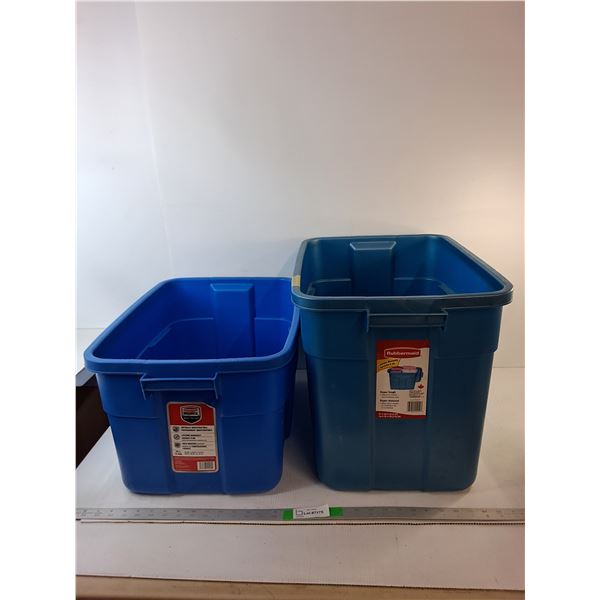 (2) Rubbermaid Plastic Totes Up to 24" x 16" x 16.5"- No Lids, Cannot Ship