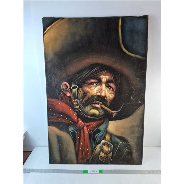 'Mexican Bandit' Marcos Amaro Velvet Painting 36" x 24"- Cannot Ship