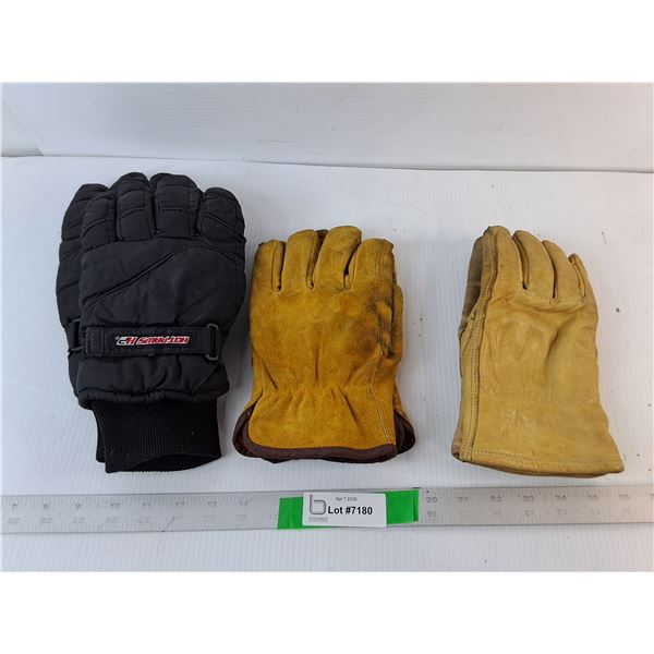 Hot Paws Gloves- XL & (2) Pairs of Work Gloves- L & Approx. S