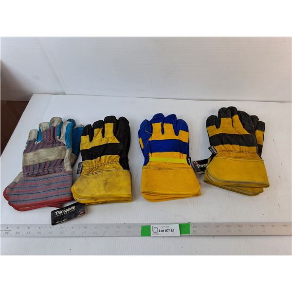 (4) Pairs of Work Gloves- Approx. L, Three Pairs Insulated
