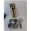 Image 3 : Glass Lamp 23"- Socket Requires Repair, Muffin Tin, Scoop, Sifter- PICK UP ONLY