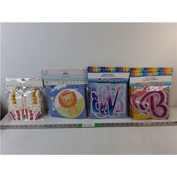 Party/Baby Shower Banners & Glasses- Sealed