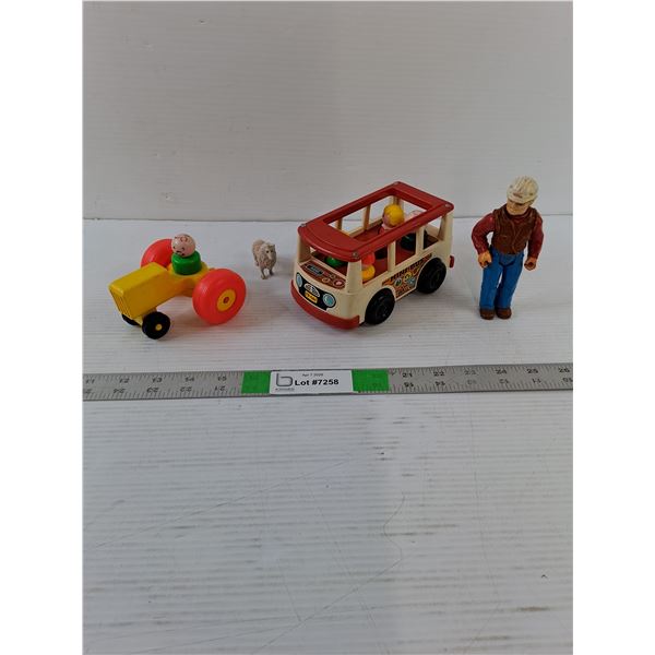 Vintage Toys -  Fisher-Price Mini-Bus/Little People, Tractor - Tonka Action Figure
