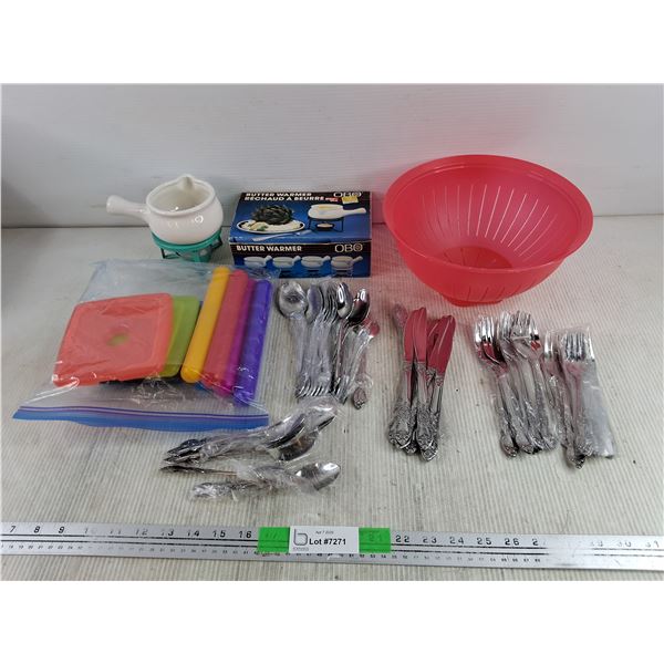 Cutlery, Ice Packs, Obo Butter Warmer, Plastic Strainer