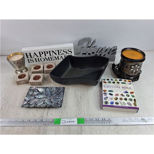 Assorted Candles & Candle Holders, Wax Warmer - Powers On, As Is, The Crystal Bible, Ceramic Planter