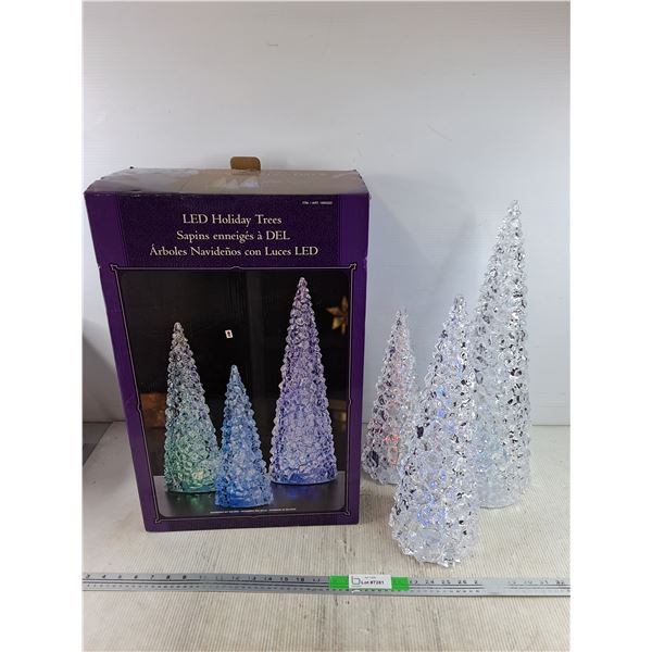 (3) LED Holiday Trees - Powers On, As Is - PICK UP ONLY