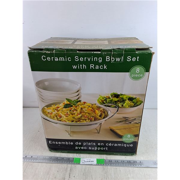 Ceramic Serving Bowl Set w/ Rack - PICK UP ONLY