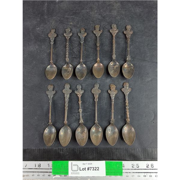 (12) Vintage Silver Plated Souvenir Spoons
