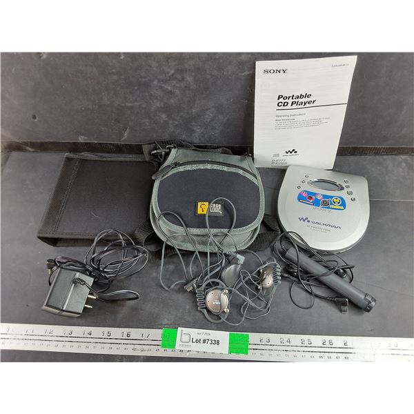 Sony Portable Walkman CD Player, RCA Headphones, CD Case, Misc - As Is