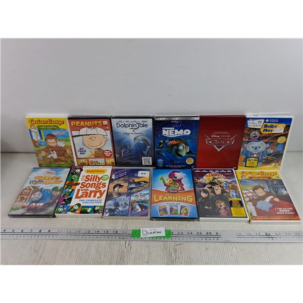 Assorted DVDs - Peanuts, Finding Nemo, Curious George, Misc