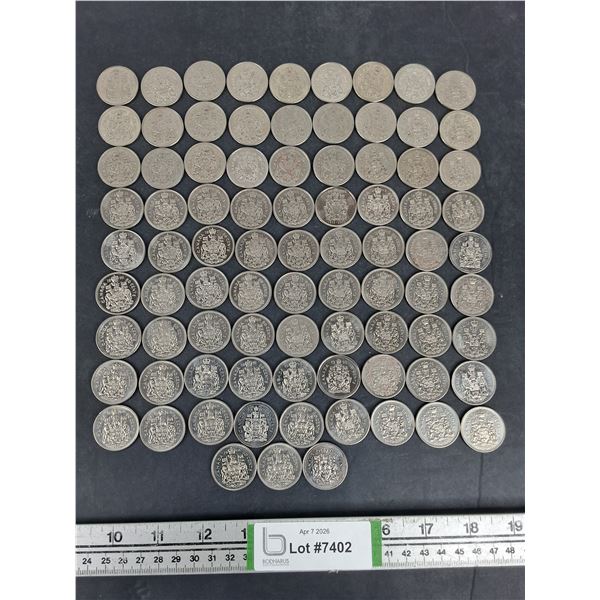 (83) 50 Cent Canadian Coins - 1968-2002