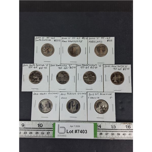 (10) United States 25 Cent Coins - Various States