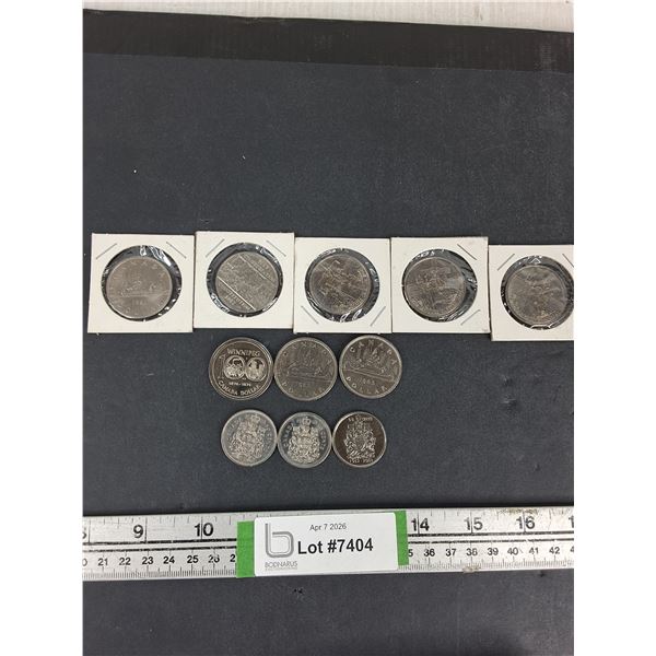 (10) Canadian Coins - 1 Dollar & 50 Cents, 1974- 2002
