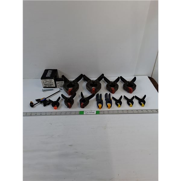 Assorted Tools/Hardware -  Clamps, Quick Grip, Carriage Bolts,  Nuts