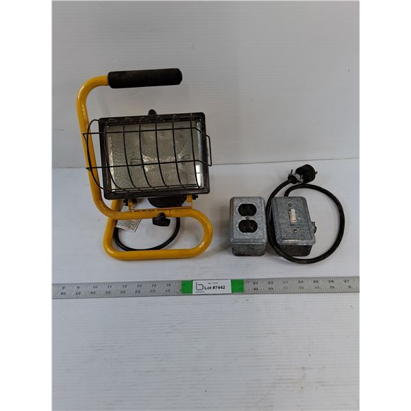 (1) Halogen Light - Powers On (1) 120 V 2-Outlet Switch - Powers On