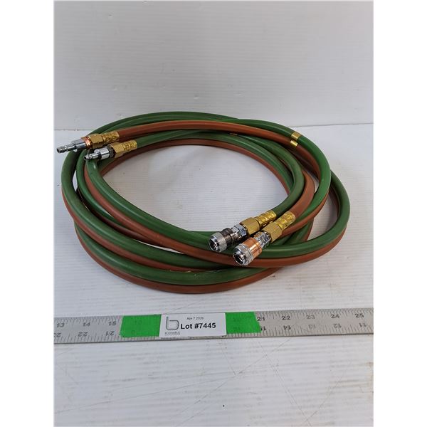 10' -  1/2" Pressurized Gas Lines w/Apollo Cock Connectors (Oxy-Acetylene) NOT TESTED - As Is