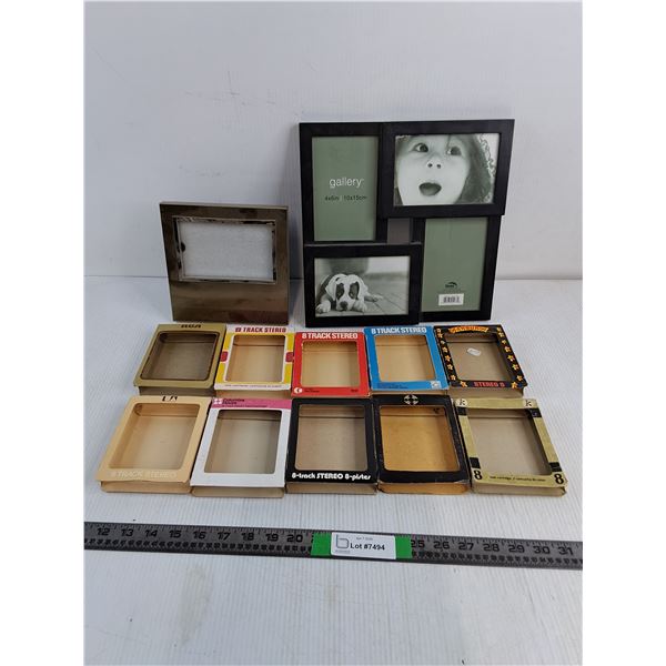 (2) Picture Frames, (10) Cardboard Sleeves for 8-Track Tapes
