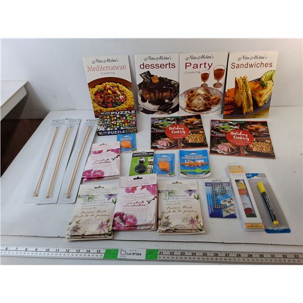 Fragrance Satchets, Cookbooks, Bamboo Knitting Needles, Misc.