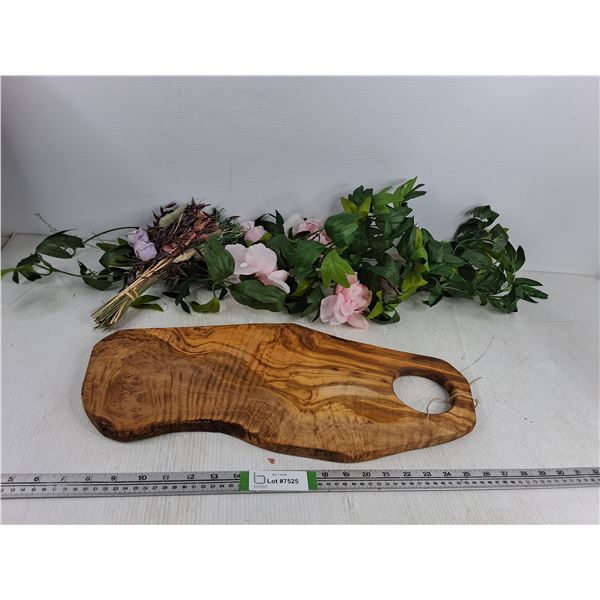 Fake Decorative Flowers and Wooden Decor