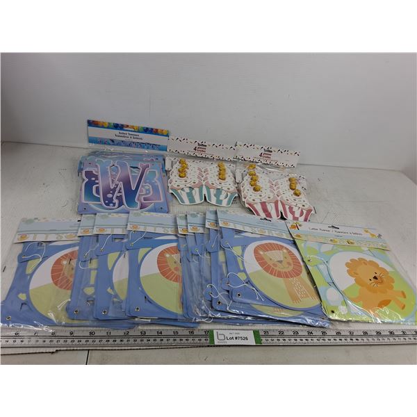 Various Party Decor- Letter Banners, Glasses
