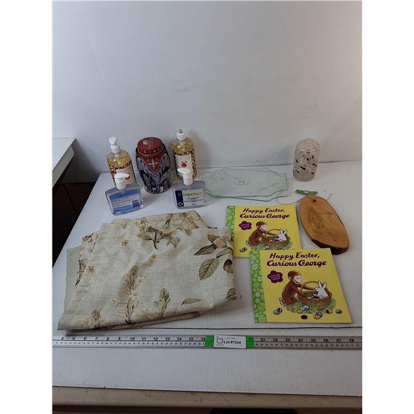 (2) King Size Pillowcases, (2) Curious George Books, Scented Hand Soap, Misc. Cannot Ship