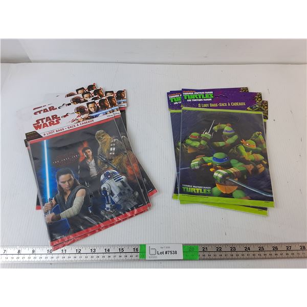 (32) TMNT & (72) Star Wars Gift Bags- Sealed
