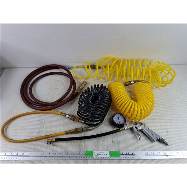 Air Hoses & Air Gun w/Pressure Gauge