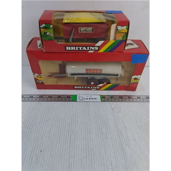 (2) Britains Farm Toys-Bauer Vacuum Tanker and MF Trailer (NIB)