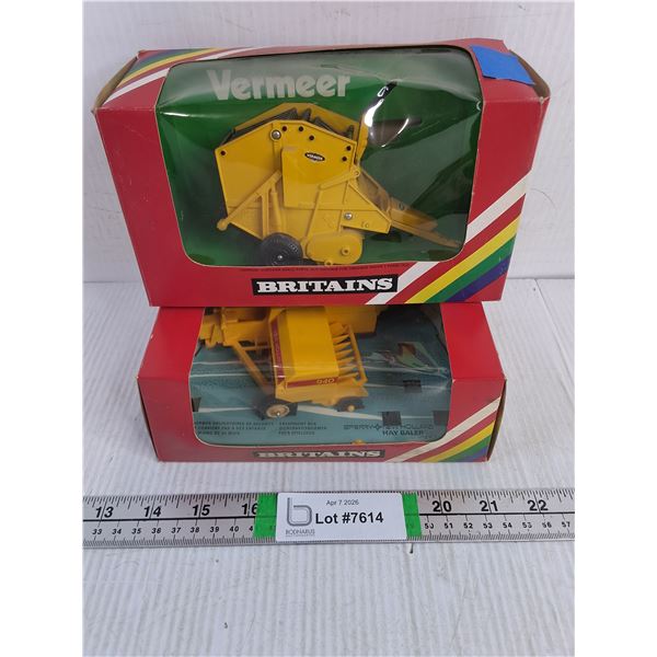 (2) Britains Farm Machinery-Hay Baler and Round Baler