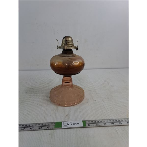 Vintage Glass Oil Lamp 11"