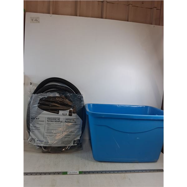 24' Hose Kit (as is) Blue Storage Tub 23"x16"x14"(as is) -CANNOT SHIP