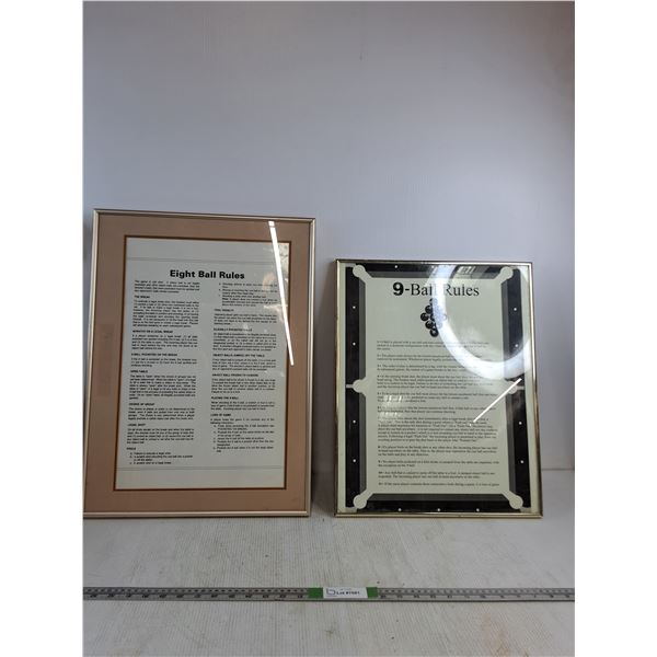(2) Photos Of Game Rules- 8 Ball & 9 Ball (up to 23."x17") -PICK UP