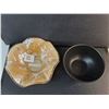 Image 2 : Stoneware Bowl & Ruffled Alessandro Coppola Glass Bowl 11" Diameter
