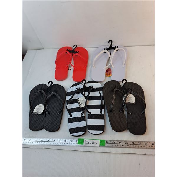 (5) Pairs of Women's Flip Flops- Size 5-10, Appear New