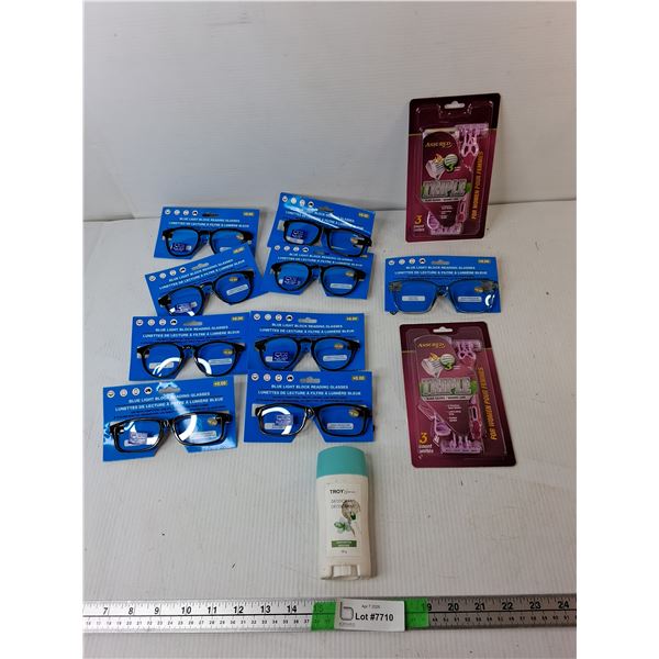 Blue Light Glasses, Women's Triple Blade Razors & Deodorant