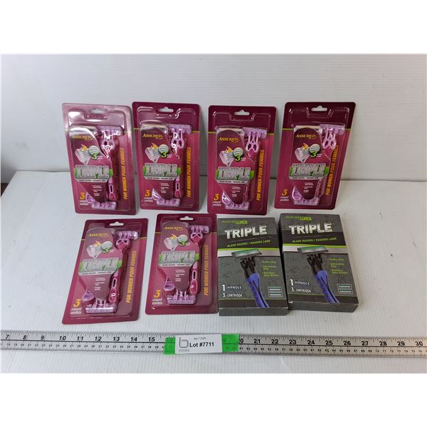Women & Men's Triple Razor Blades, NIB