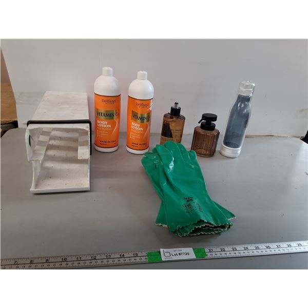 (3) Pairs of Nitrile Gloves- Size 9, Vitamin C Body Lotion, Hand Soap & Dispenser, Misc. Cannot Ship