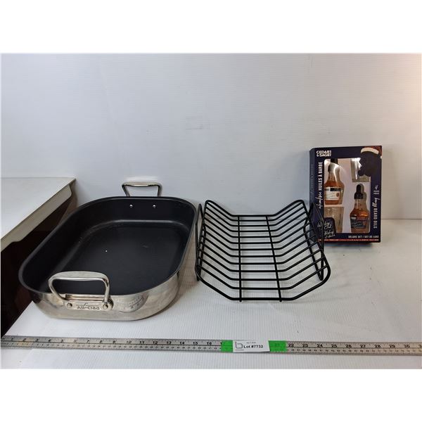 Metal Dish Drying Rack, Bear Oil- NIB & All-Clad 16.75" x 14" x 3.5" Roaster- No Lid -PICK UP