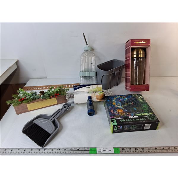 Glass Cocktail  Shaker, Spray Squeegee, Glow in the Dark Puzzle, Misc.