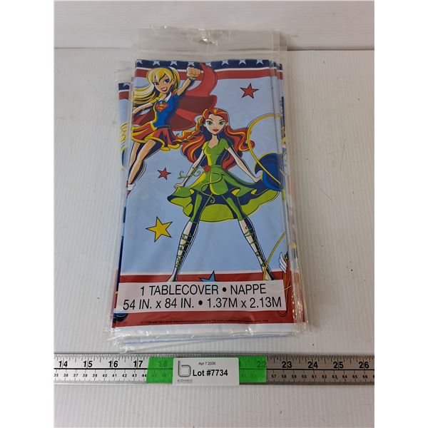 (9) Female Superhero Themed Plastic Tablecloths- Sealed