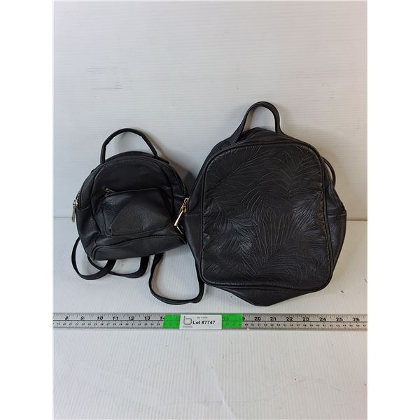 (2) Leather Style Mini Backpacks- Mia & Luca and Garage