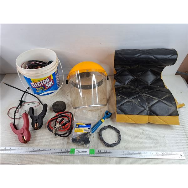 Face Shield, Power Fist Tap in Splice, Wires, Hockey Puck, Foam Insulation