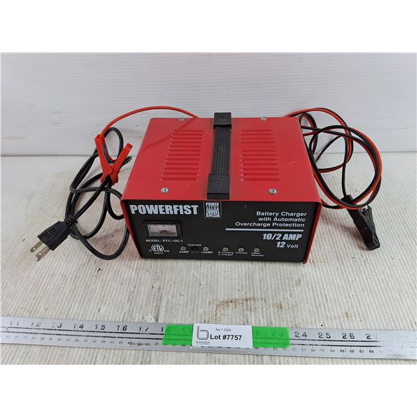 Power Fist 10/2 Amp Battery Charger w/ Automatic Overcharge Protection - Powers On, As Is