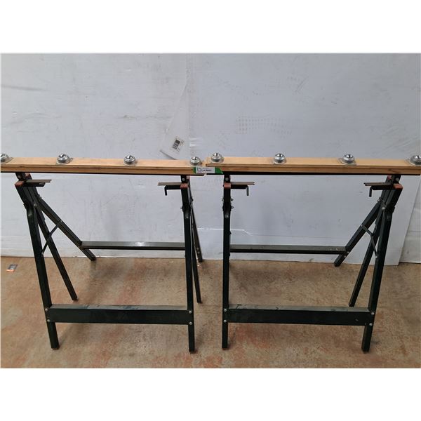 *(2) Collapsible Metal Sawhorse Portable Workbench. Pickup Only