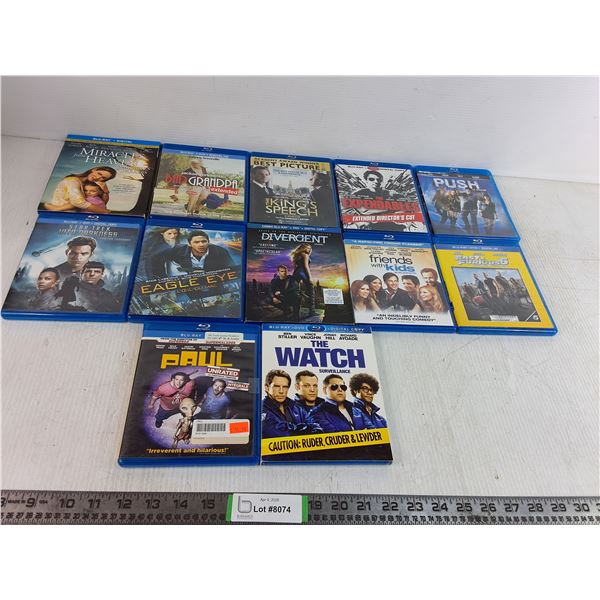 (12) Blu- Ray Movies - Paul, The Watch, Miracle from Heaven