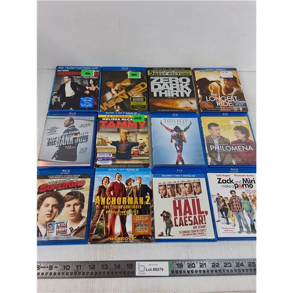 (12) Blu-Ray Movies - Superbad, Hail Caesar, The Longest Ride